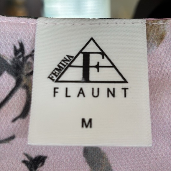 NWOT Femina Flaunt Pale Pink Floral Shift Dress 3/4 Ruffle Sleeves Boat Neck - Picture 8 of 15